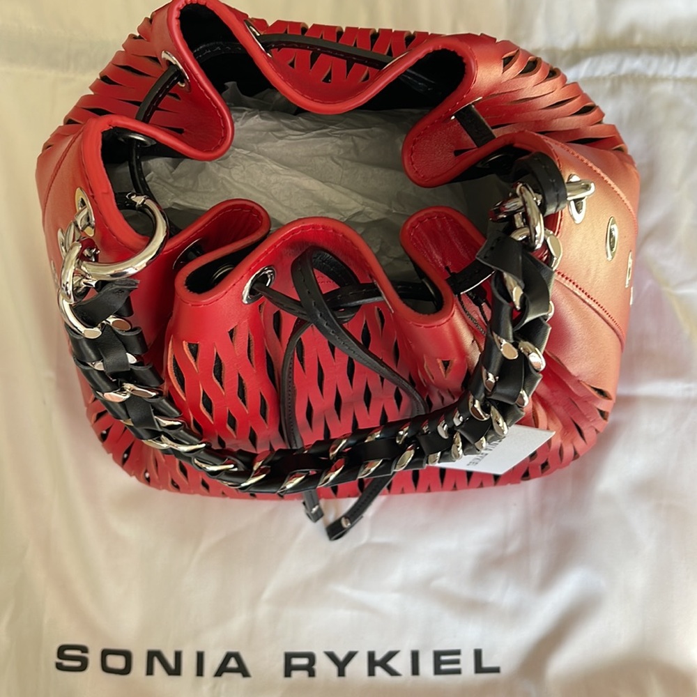 SONIA RYKIEL RED BUCKET BAG - Picture 3 of 4